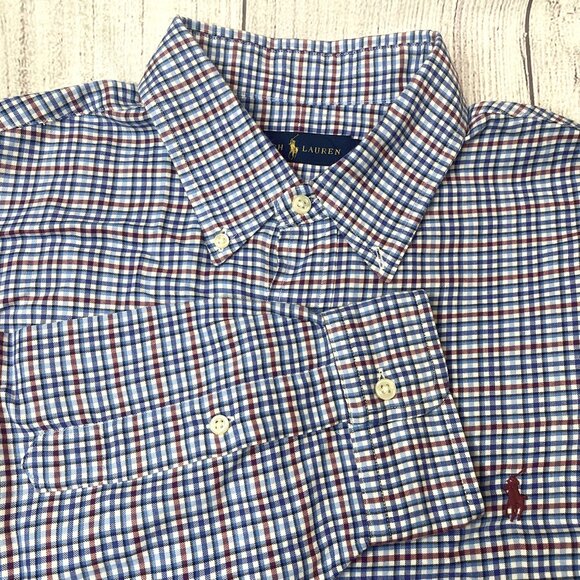 Polo by Ralph Lauren Other - Polo Ralph Lauren Men's L Classic Fit Red White Blue Plaid Cotton‎ Dress Shirt